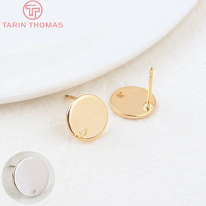 10PCS 10MM 15MM 24K Brass Round Stud Earrings Jewelry Findings