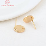 10PCS 10MM 15MM 24K Brass Round Stud Earrings Jewelry Findings