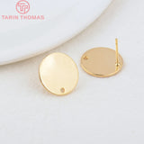 10PCS 10MM 15MM 24K Brass Round Stud Earrings Jewelry Findings