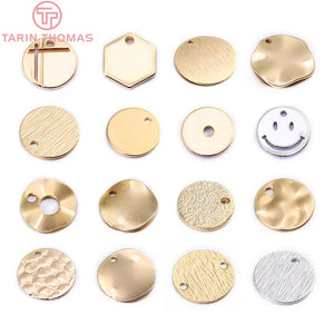 20PCS 24K Plated Brass Disk Pendants Charms for DIY Jewelry Making