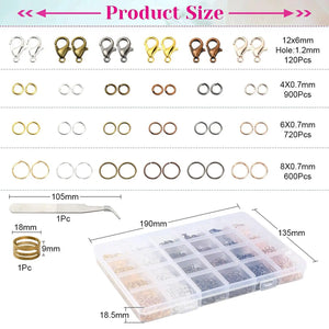 2342 Pcs Lobster Claw Clasps Jump Rings Kit Tweezers DIY Bracelet