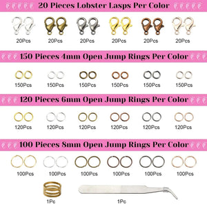 2342Pcs Lobster Claw Clasps with Jump Rings Set Jewelry Finding Kit