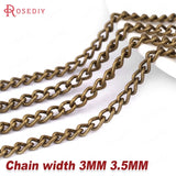 2M Width 3MM 3.5MM Antique Bronze Copper Chain for Jewelry DIY