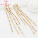 24K Brass Zircon Chain Earring Tassel DIY Jewelry Making Findings