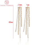 24K Brass Zircon Chain Earring Tassel DIY Jewelry Making Findings