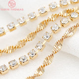 24K Brass Zircon Chain Earring Tassel DIY Jewelry Making Findings