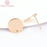 10 Pcs 12MM 24K Brass Drifted Wave Round Earrings Pins DIY Jewelry