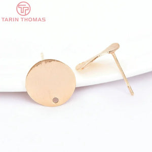 10 Pcs 12 MM Brass Drifted Wave Round Earrings Pins