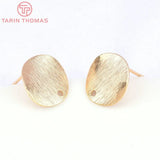 10 Pcs 12MM 24K Brass Drifted Wave Round Earrings Pins DIY Jewelry