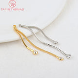 4PCS 45MM 24K Brass Zircon Tassel Earring Charms DIY Jewelry Findings