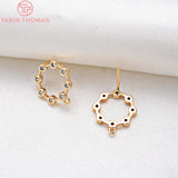 4PCS 14x12MM 24K Brass Zircon Stud Earrings High Jewelry