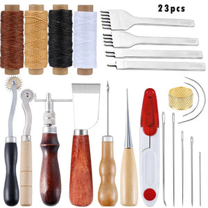 23Pcs Leather Sewing Tools Set DIY Hand Stitching Punch Carving Work