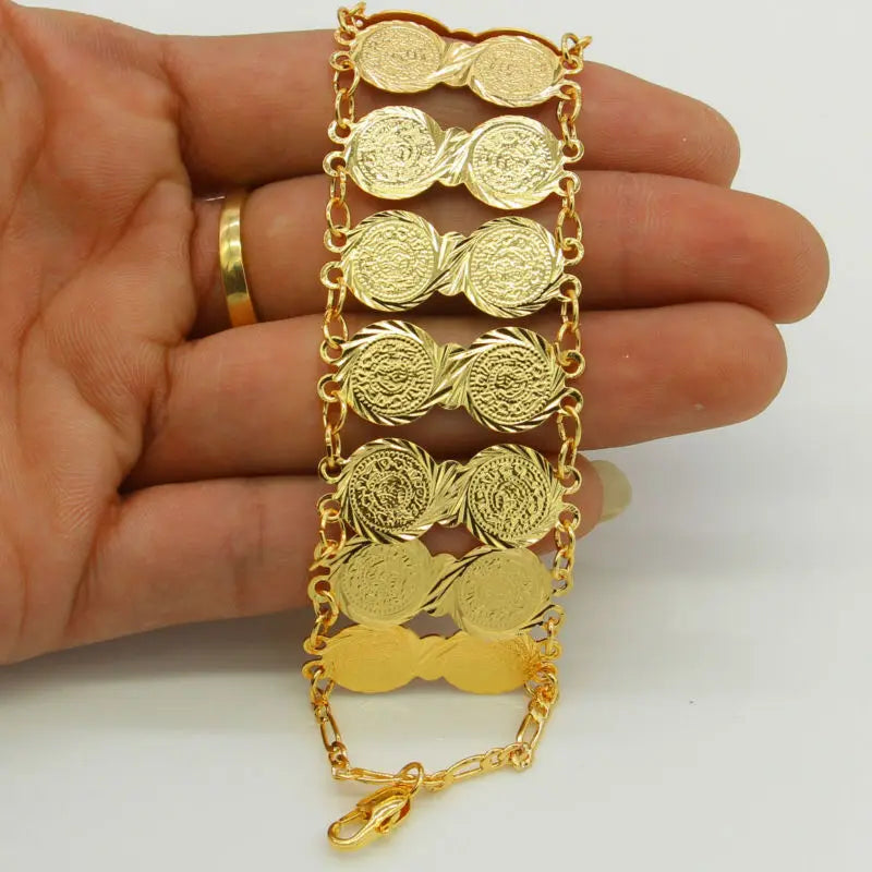 Coin Bracelet Link Chain Bangle Women Men Arab Jewelry