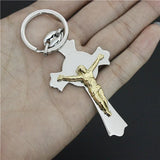 23g Big God Blessing Golden 2 Layers Men Jesus Pendant Cross Key Chain Pendant