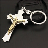 23g Big God Blessing Golden 2 Layers Men Jesus Pendant Cross Key Chain Pendant