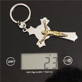Big God Blessing Golden 2 Layers Men Jesus Pendant Cross Key Chain