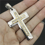 Golden Cross Pendant with Crystal Stones
