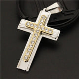 Golden Cross Pendant with Crystal Stones