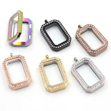 23mm*33mm/20mm*30mm Magnetic Closure Crystals Locket, 316L Stainless Steel