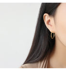 925 Silver White/Gold Cross Twisted Stud Earrings