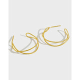 925 Silver White/Gold Cross Twisted Stud Earrings