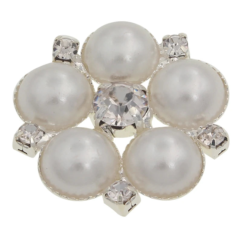 23mm Diamond Button Wedding Sewing Clothes Pearl Hair Accessories 5 Pcs