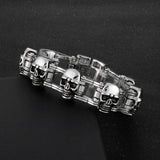Skull Bicycle Chain Stainless Steel Bracelet For Men Punk Jewelry