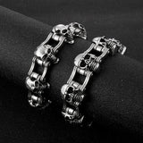 Skull Bicycle Chain Stainless Steel Bracelet For Men Punk Jewelry