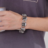 Skull Bicycle Chain Stainless Steel Bracelet For Men Punk Jewelry