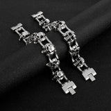 Skull Bicycle Chain Stainless Steel Bracelet For Men Punk Jewelry