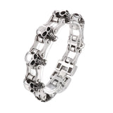 Skull Bicycle Chain Stainless Steel Bracelet For Men Punk Jewelry