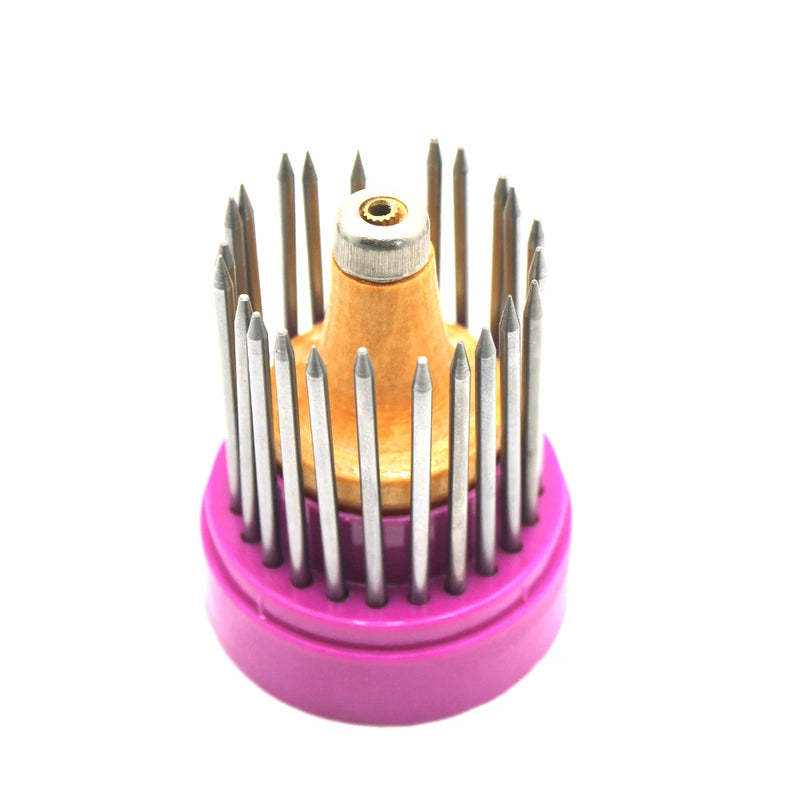 23pc Bead Grain Tool Set w/ Graver Wood Handle for Diamond Stone Setting
