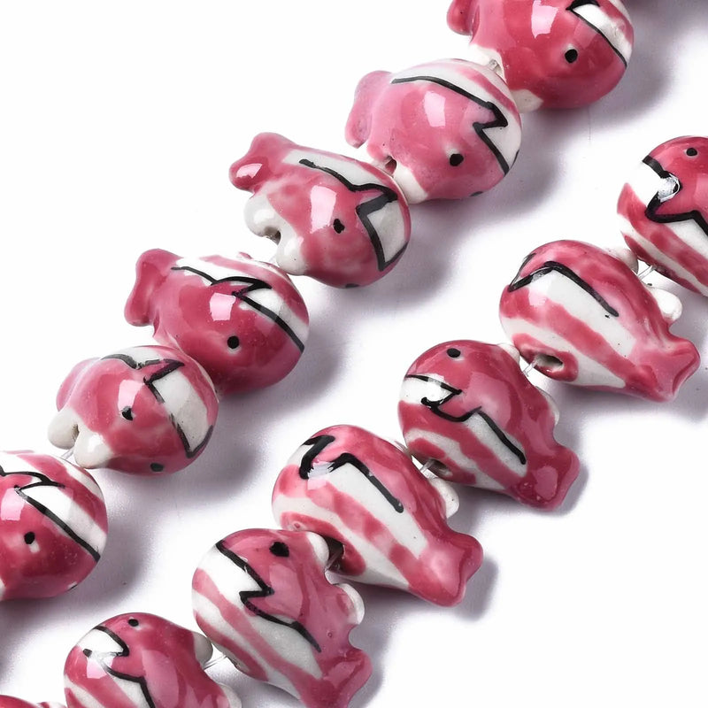 23pcs Porcelain Whale Shape Animal Beads for DIY Bracelet