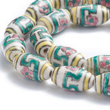23pcs Strand Printed Porcelain Beads Oval Spacers Polka Dot Pattern