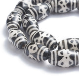 23pcs Strand Printed Porcelain Beads Oval Spacers Polka Dot Pattern
