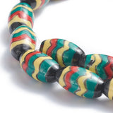 23pcs Strand Printed Porcelain Beads Oval Spacers Polka Dot Pattern