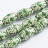 23pcs Strand Printed Porcelain Beads Oval Spacers Polka Dot Pattern
