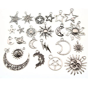 23pcs Mixed Charm Star Moon Sun Pendant for Jewelry Making DIY Findings