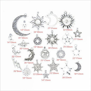 23pcs Mixed Charm Star Moon Sun Pendant for Jewelry Making DIY Findings