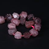 Natural Strawberry Quartz Faceted Nugget Beads, DIY Slabs Pendant Bracelet
