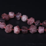 Natural Strawberry Quartz Faceted Nugget Beads, DIY Slabs Pendant Bracelet