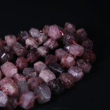 Natural Strawberry Quartz Faceted Nugget Beads, DIY Slabs Pendant Bracelet