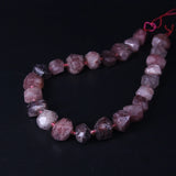 Natural Strawberry Quartz Faceted Nugget Beads, DIY Slabs Pendant Bracelet