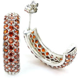 Moon Shape Pink Kunzite Orange Spessartine Garnet Amethyst Stud Earrings