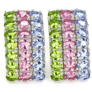 Peridot Tourmaline Tanzanite Amethyst Kunzite 925 Silver Earrings