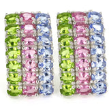 Peridot Tourmaline Tanzanite Amethyst Kunzite 925 Silver Earrings