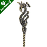 Antique Bronze Hair Stick with Peafowl Design