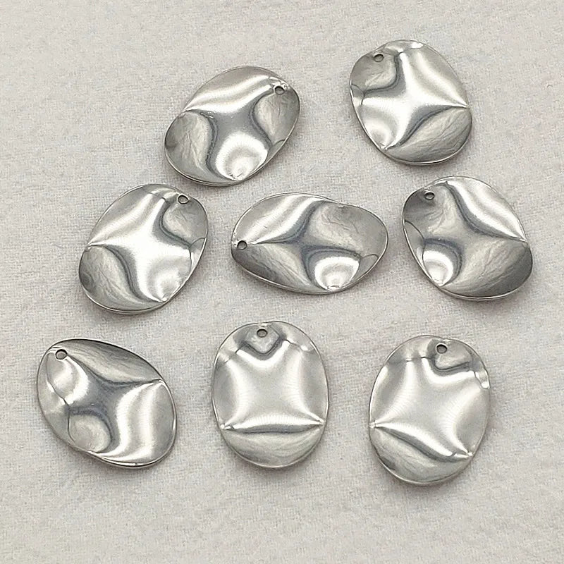 100pcs 304 Stainless Steel Oval Charm Pendant for DIY Jewelry Making