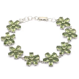 Star Shape Green Amethyst Sapphire Silver Bracelet 7.0-8.0inch