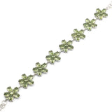 Star Shape Green Amethyst Sapphire Silver Bracelet 7.0-8.0inch